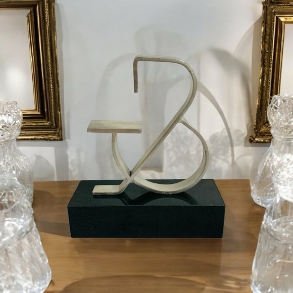 Ampersand Decorative Sculpture Iron & Black Granite Figurine Rare Home Decor - Picture 1 of 6